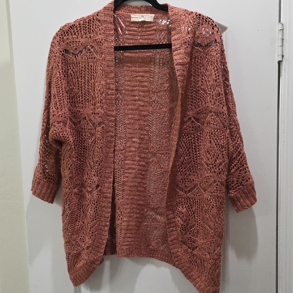 Pink Republic Women's Open Knit Cardigan - Rose
